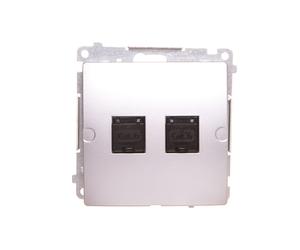 Simon Basic Gniazdo komputerowe RJ45, kategoria 6, podwójne z przesłoną srebrny