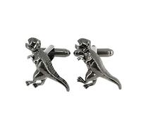 Simon Carter. Cufflinks Dinosaur White Bronze Platinum Grey Plain