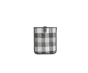 Simon Carter Ipad Case Harris Tweed gray and black leather - gray
