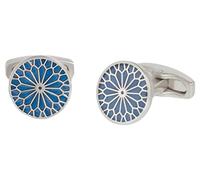 Simon Carter Mens Stained Glass Enamel Flower Cufflinks - Navy