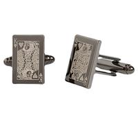 Simon Carter Mens West End King and Queen of Hearts Cufflinks - Gunmetal Grey