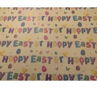 Simon Elvin 2 Sheets Quality Easter Gift Wrapping Paper - Happy Easter Chicks and Eggs