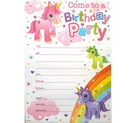 Simon Elvin 20 Children's Birthday Party Invitation Sheets 3HP106 Unicorns and Rainbow