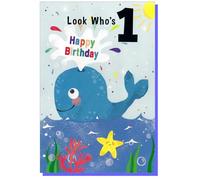 Simon Elvin Age 1 Birthday Card - Boy Boys 1st First Size: 7.5" x 5.25" 1A