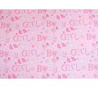 Simon Elvin BABY GIRL WRAPPING PAPER - 2 SHEETS OF GIFT WRAP & ONE TAG - SE2595
