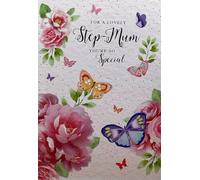 Simon Elvin Birthday Card For Step-Mum Roses And Butterflies.