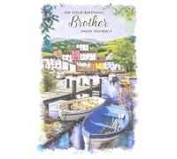 Simon Elvin Brother Birthday Card Harbour Scene