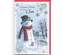 Simon Elvin Christmas Card For Son 23 x 15 Cm (9 x 6 inches) Christmas Wishes To A Special Son Snowman, Multicolour