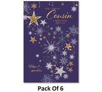 Simon Elvin Cousin Contemporary Christmas Card (Pack of 6) in Blue Simon Elvin Blue