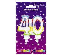 Simon Elvin Double Sided 40th Birthday Candle (Pack Of 6) Simon Elvin Multicolor