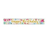 Simon Elvin Foil Banner Happy Birthday Flowers (W2.5m) (Multicoloured)