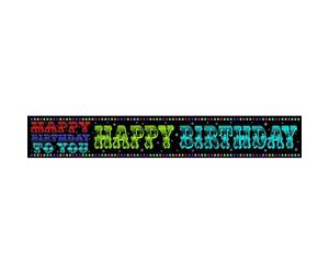 Simon Elvin Foil Holographic Birthday Banner (Pack Of 6) Black (One Size)