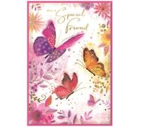Simon Elvin Friend Birthday Card - Ladies Female Lady Flowers 7.5" x 5.25" (FR50d)