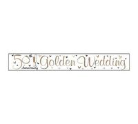 Simon Elvin Golden Wedding Anniversary Foil Banner (6 Pack) White/gold/black (2.5M)