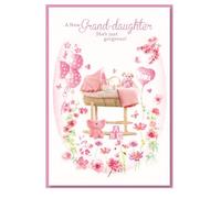 Simon Elvin Grand Daughter Cradle Congratulations Greetings Card (Pack of 6) in White Simon Elvin White