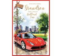 Simon Elvin Grandson Birthday Card Featuring A Sports Car, Card 13 X 19 cm.