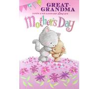 Simon Elvin Great-Grandma Mother's Day Card, Cute Cat & Kitten Design, Pink Floral Theme
