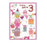 Simon Elvin Juvenile 3rd Birthday Greetings Card (Pack of 6) Simon Elvin Multicolor