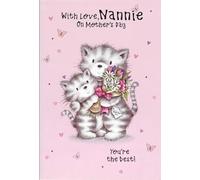 Simon Elvin Mother's Day Card for Nannie, Cute Kittens with Flowers Design, Pink