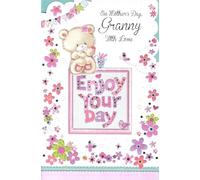 Simon Elvin Mother's Day Granny Card, Teddy Bear Floral Design, Enjoy Your Day Message