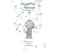 Simon Elvin Nannie Mother's Day Card, Teddy Bear with Butterflies Design, Greeting Card with Envelope