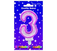 Simon Elvin Number 3 Double Sided Birthday Candle Pink/white (One Size)