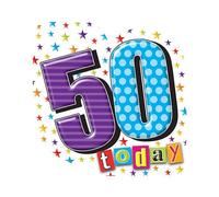 Simon Elvin Shaped 50th Birthday Badge in Off-White Simon Elvin Off-White