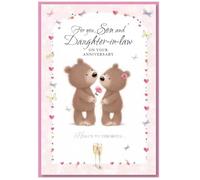 Simon Elvin Son & Daughter-in-law Anniversary Card - Champagne Couple Wedding Anniversary 7.5" x 5.25" (A)