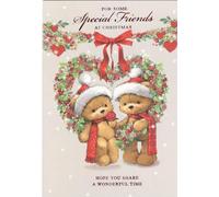 Simon Elvin Special Friends Christmas Card, Traditional Teddy Bears Design, 13 x 19 cm