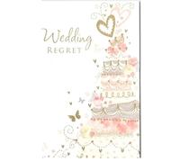 Simon Elvin Wedding Regret Card, Pink and Gold Floral Design, 13 x 9 cm