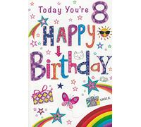 Simon Elvin WONDERFUL COLOURFUL MULTICOLOURED FUN FILLED 8TH BIRTHDAY GREETING CARD