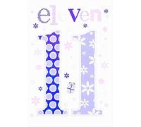 Simon Elvin WONDERFUL COLOURFUL PURPLE ELEVEN 11 11TH BIRTHDAY GREETING CARD