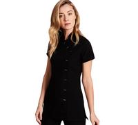 Simon Jersey Asymmetric Style Black Beauty Tunics for Women UK in Size 6 Durable Scrub Tops for Beauty Therapist Uniform, Medical Uniforms & Scrubs, Easy Care Salon Tunics for Women