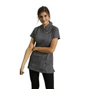 Simon Jersey Asymmetric Style Grey Beauty Tunics for Women UK in Size 20 Durable Scrub Tops for Beauty Therapist Uniform, Medical Uniforms & Scrubs, Easy Care Salon Tunics for Women