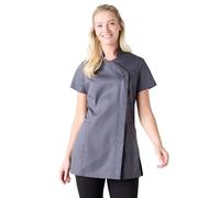 Simon Jersey Grey Press Stud Women's Healthcare/Beauty Tunic with Hidden Zip in Size 20. Easy Care Nurse/Carers Uniform Tunic, Scrub Tops for Women UK, Quality Medical Uniforms & Scrub