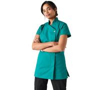Simon Jersey Jade Press Stud Women's Healthcare/Beauty Tunic with Hidden Zip in Size 16. Easy Care Nurse/Carers Uniform Tunic, Scrub Tops for Women UK, Quality Medical Uniforms & Scrubs