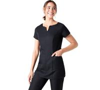Simon Jersey Longline Lightweight V-Neck Black Beauty Tunic/Classic Workwear - Size 20. Durable Beauty Therapist Uniform. Salon Tunic Tops for Women UK with Front Pocket - Quality Workwear & Uniform