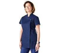 Simon Jersey Navy Press Stud Women's Healthcare/Beauty Tunic with Hidden Zip in Size 18. Easy Care Nurse/Carers Uniform Tunic, Scrub Tops for Women UK, Quality Medical Uniforms & Scrub