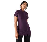 Simon Jersey One Button Beauty Tunic (Plum). Beauty Tunics for Women UK in Size 20. Durable Beauty Therapist Uniform, Easy Care Salon Tunics for Women UK - Quality Work Wear & Uniforms