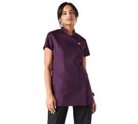 Simon Jersey Plum Press Stud Women's Healthcare/Beauty Tunic with Hidden Zip in Size 8. Easy Care Nurse/Carers Uniform Tunic, Scrub Tops for Women UK, Quality Medical Uniforms & Scrub