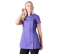 Simon Jersey Purple Press Stud Women's Healthcare/Beauty Tunic with Hidden Zip in Size 24. Easy Care Nurse/Carers Uniform Tunic, Scrub Tops for Women UK, Quality Medical Uniforms & Scrub