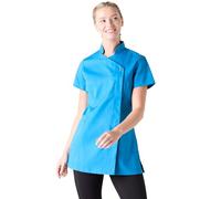 Simon Jersey Teal Press Stud Women's Healthcare/Beauty Tunic with Hidden Zip in Size 22. Easy Care Nurse/Carers Uniform Tunic, Scrub Tops for Women UK, Quality Medical Uniforms & Scrub