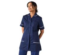 Simon Jersey Women's Healthcare Tunic (Navy/White). Size 14. Classic Style, Semi-Fitted, Machine Washable at 60°C. Ideal for Nurses, Doctors, Dentists & More