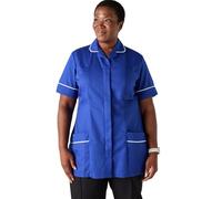 Simon Jersey Women's Healthcare Tunic (Royal/White). Nurses Uniforms for Healthcare Women in Size 26. Carers Uniform Tunic with Pockets, Scrub Tops for Women UK - Quality Work Wear & Uniforms