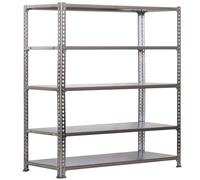 Simon Rack Garage Shelving Units 1800x900x300 mm, 5 Tier Steel Rack, 180 kg per Shelf, Galvanised - Simonclick