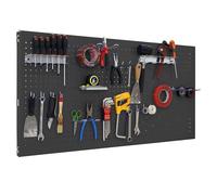 Simon Rack Tool Pegboard with 25 accesories, 600x1200x35, Metal Pegboard, Anthracite - PANEL CLICK