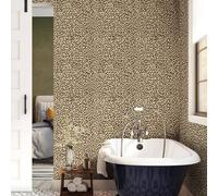 Simon&Siff Leopard Print Peel and Stick Wallpaper 17.3"x400" Black/Brown Removable Wallpaper Renter Friendly Waterproof Contact Paper for Bedroom Bathroom Living Room Cabinet