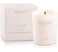 Simon&Tom Highly Scented Premium Vanilla Candle 100 Hour Burn, Natural Organic Soy Wax, Aromatherapy Glass Candle Jar, with Matte White Gift Box, Vegan