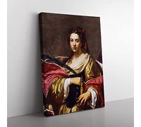 Simon Vouet St Catherine Classic Painting Canvas Wall Art Print Ready to Hang, Framed Picture for Living Room Bedroom Home Office Décor, 60x40 cm (24x16 Inch)