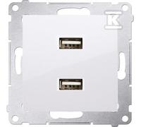 Simon 54 Charger 2xUSB 2.1A 5V/DC White DC2USB.01/11